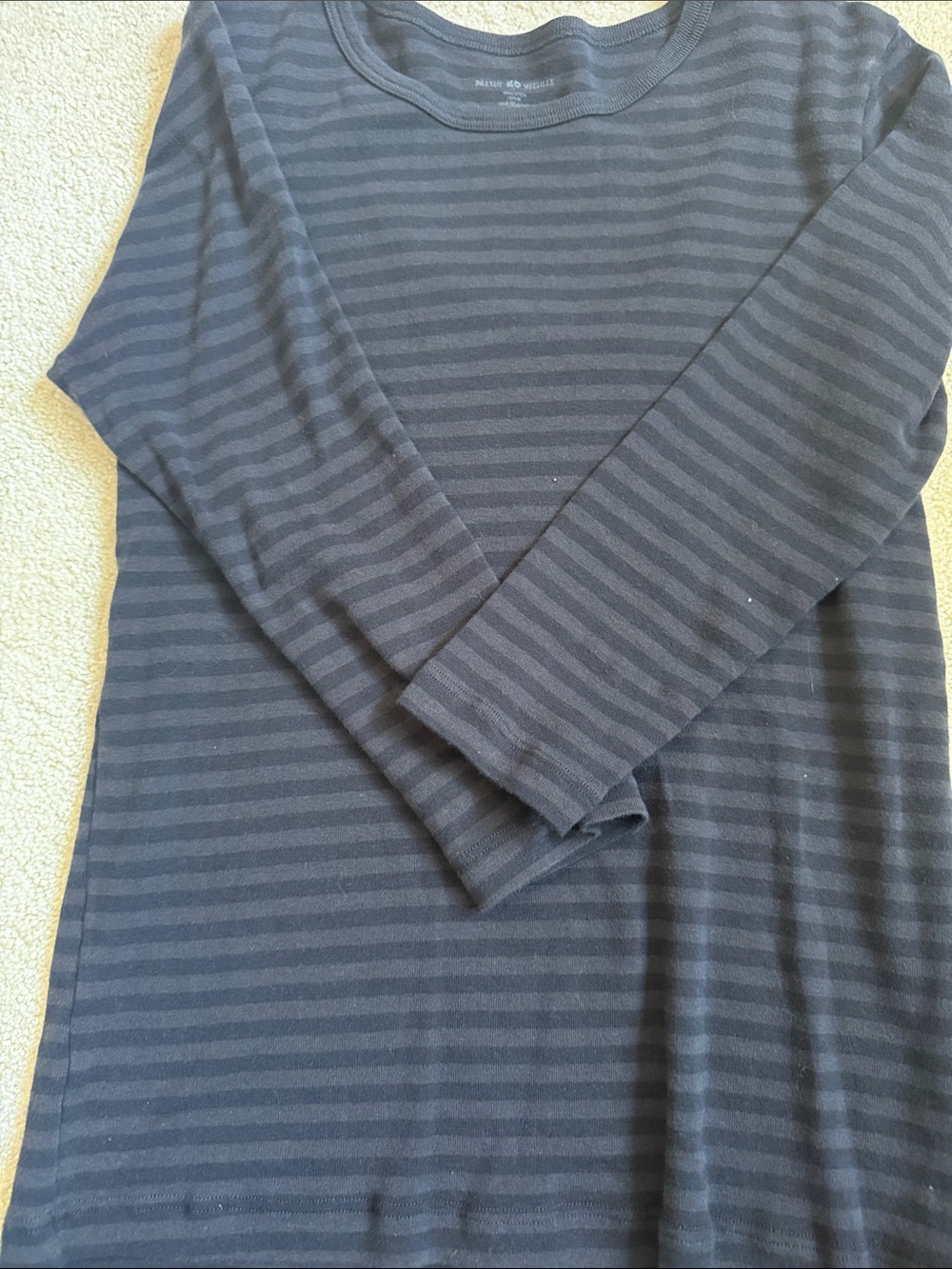 Brandy Melville Black and Charcoal Striped Long-Sleeve Tee